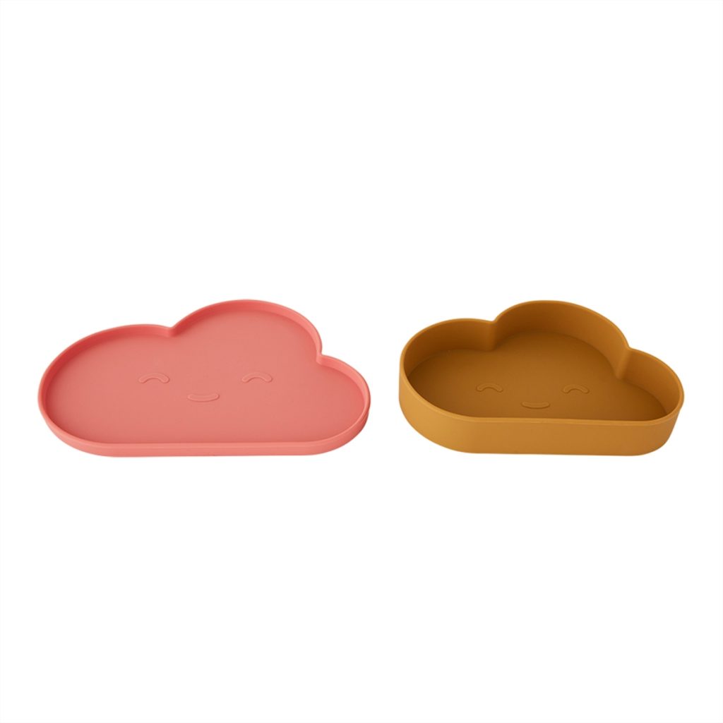 OYOY - Chloe cloud plate & bowl - Coral/ caramel