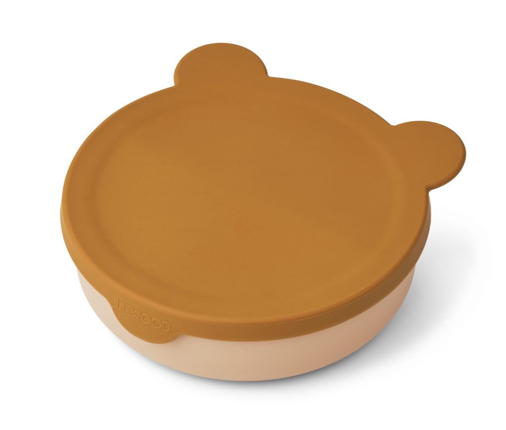 Liewood - Rosie Divider Bowl with lid - Mr bear/Mustard/ Tuscany rose mix