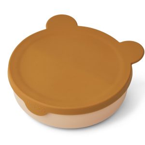 Liewood - Rosie Divider Bowl with lid - Mr bear/Mustard/ Tuscany rose mix