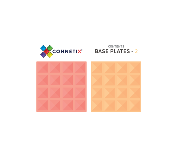 Connetix - Magnetic Tiles - Lemon&peach - Base Plate Back - 2 pieces - Pastel