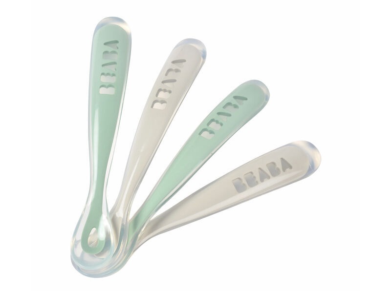 Béaba - Set Van 4 Silicone Babylepels - Velvet Grey / Sage Green