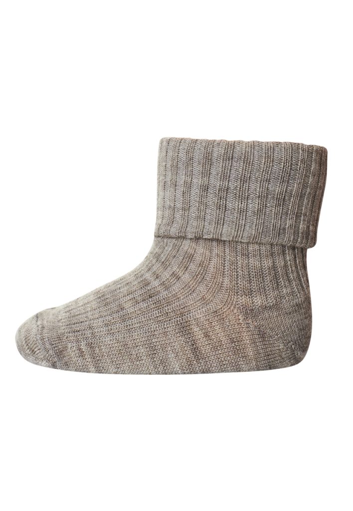 MP Denmark - Wool Rib Baby Socks - Light Brown Melange