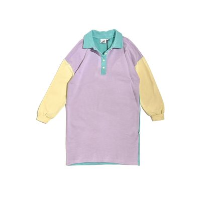 Cos I Said So - Polo Sweater Dress Color Block - Anise Flower/Pastel Lilac/Aqua Haze