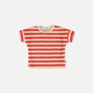 My Little Cozmo - Organic Toweling Stripes Baby T-Shirt - Pink Ruby