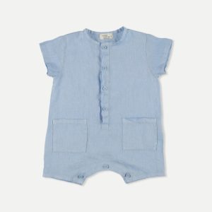 My Little Cozmo - Linen Baby Jumpsuit - Blue