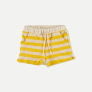 My Little Cozmo - Organic Toweling Stripes Baby Shorts - Yellow