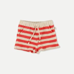 My Little Cozmo - Organic Toweling Stripes Baby Shorts - Pink Ruby