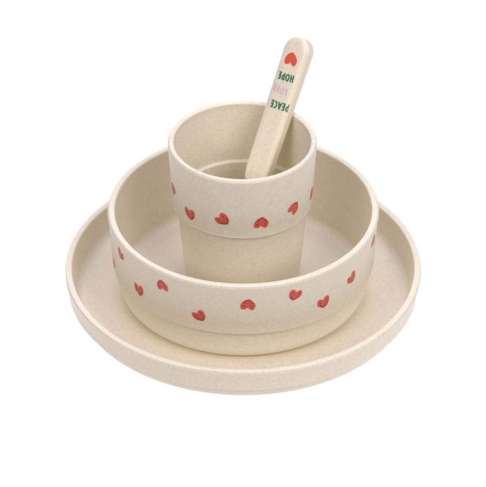 Lassig - Dish Set PP/Cellulose Happy Rascals - Heart Lavender