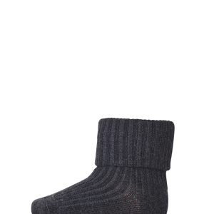 MP Denmark - Wool Rib Baby Socks - Dark Grey Melange