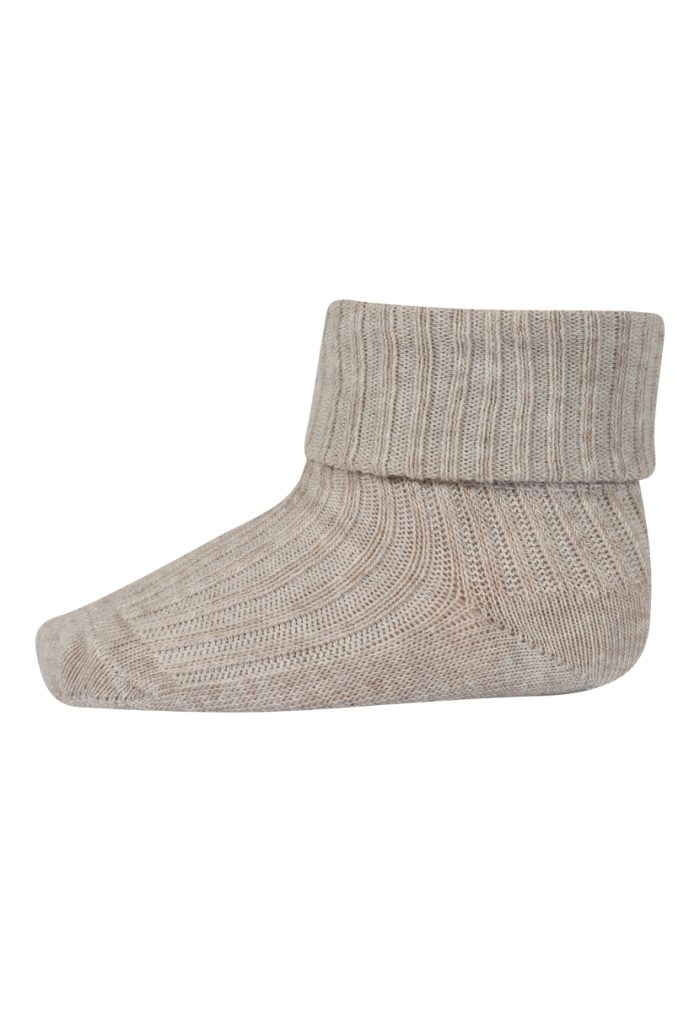 MP Denmark - Cotton Rib Baby Socks - Beige Melange