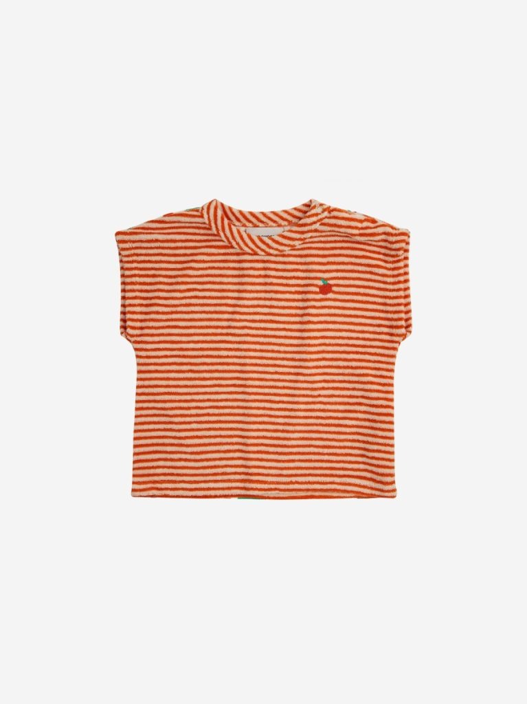 Bobo Choses - Baby Orange Stripes Terry T-Shirt - Orange