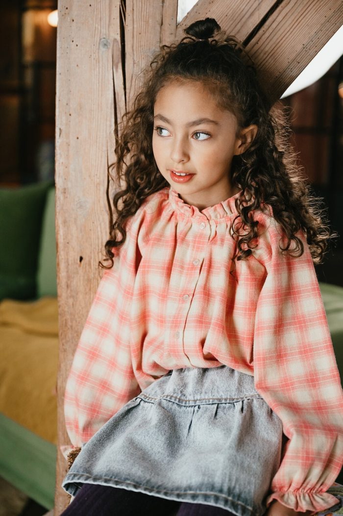 Petit Blush - Jeans Ruffle Skirt - Washed light grey