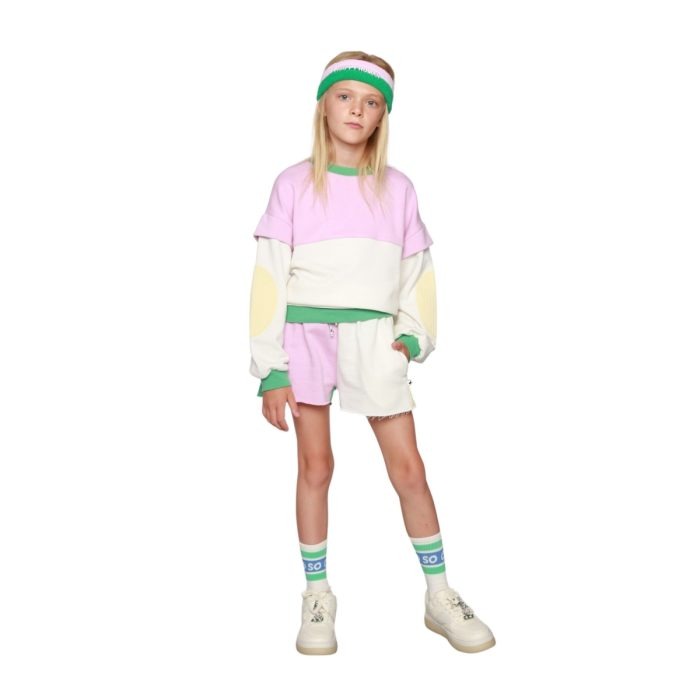 Cos I Said So - Jog Short Colorblock Cut Off - Offwhite/Pink Lavender/Spruce Green/Anise Flower