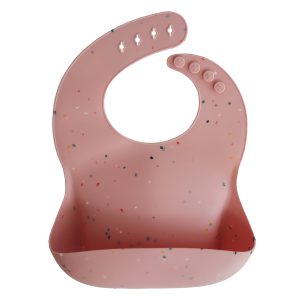 Mushie - Silicone Bib - Powder Pink Confetti