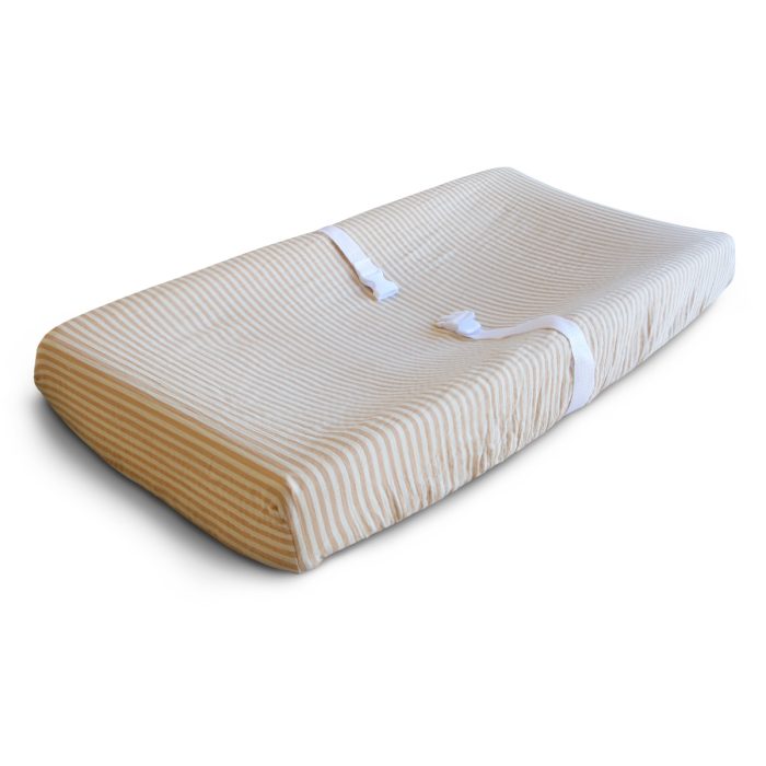 Mushie - Changing Pad Cover - Natural Stripes