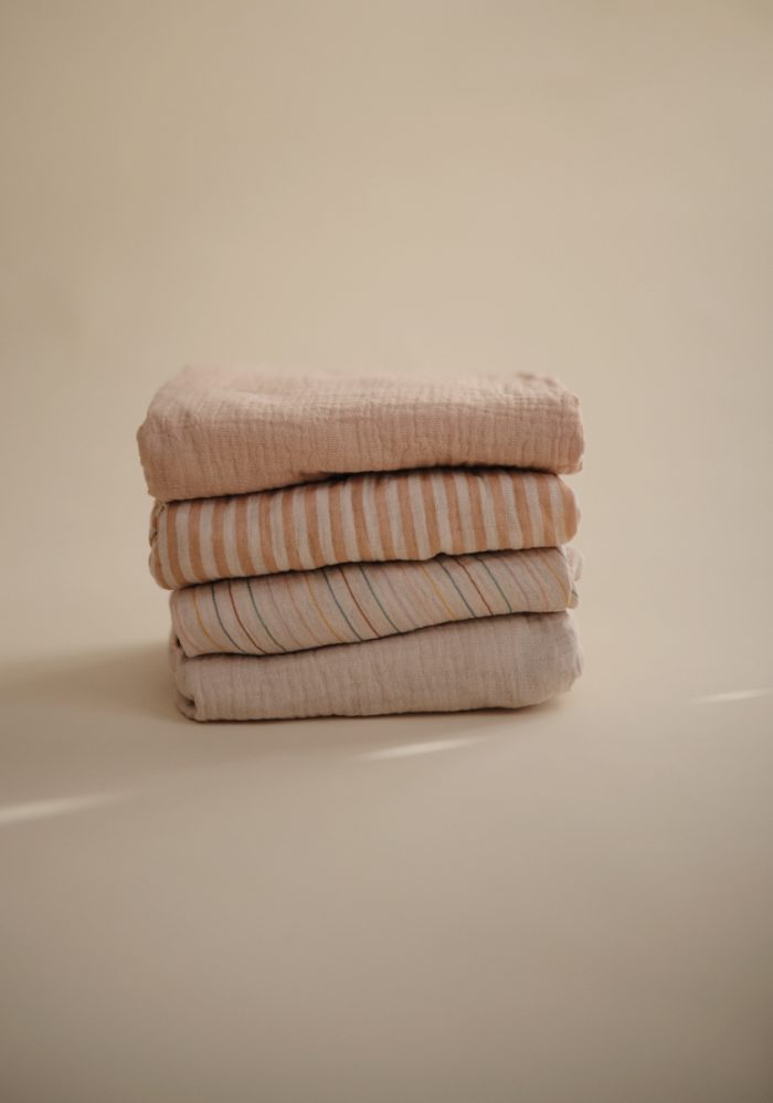 Mushie - Changing Pad Cover - Natural Stripes