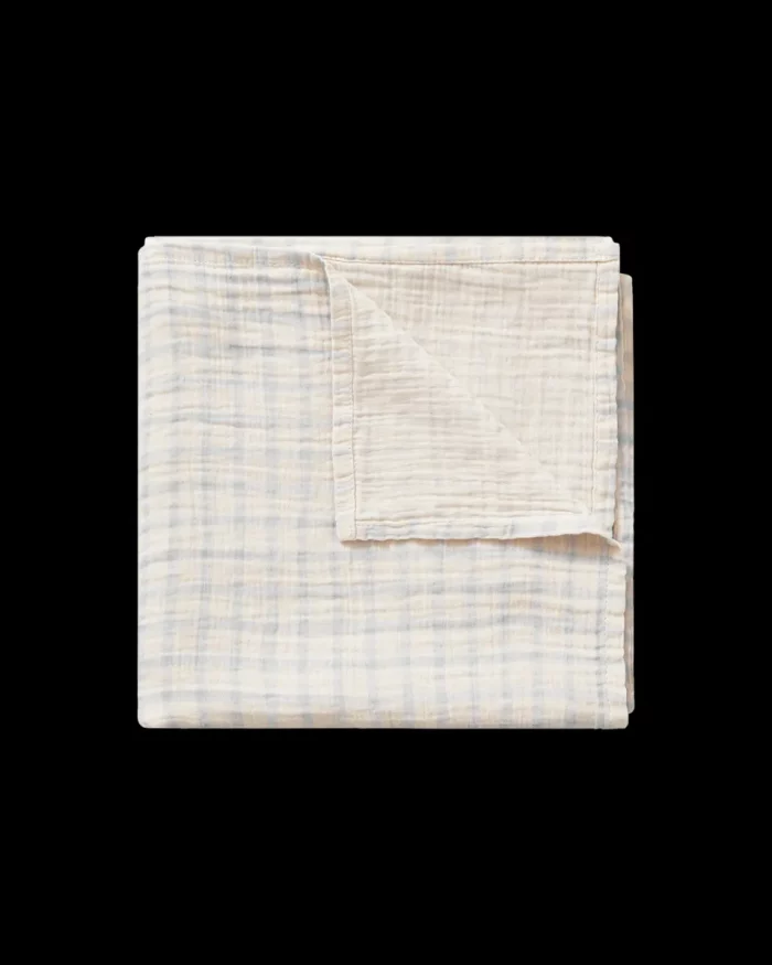 Garbo&friends - Muslin Swaddle Blanket 110x110 cm - Gingham Sky Blue