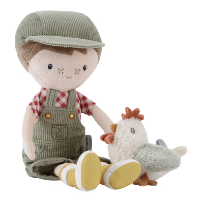 Little Dutch - Knuffelpop Boer Jim Met Kip - 35 CM