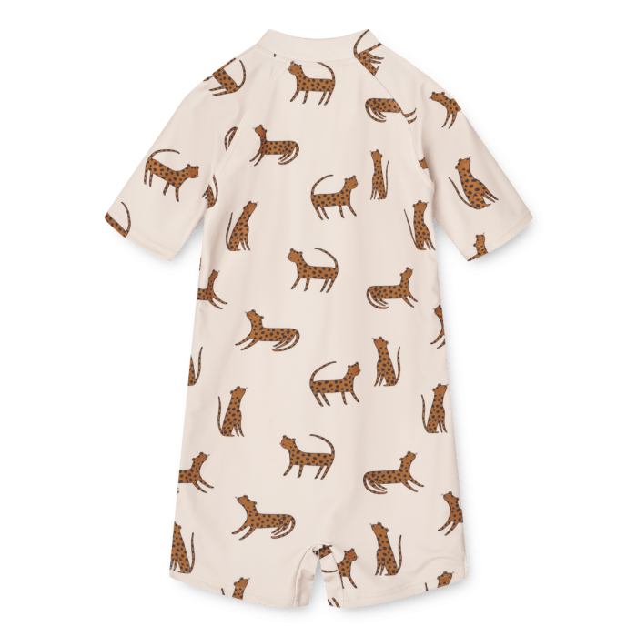 Liewood - Max Printed Shortsleeve Swim Jumpsuit - Leopard / Sandy