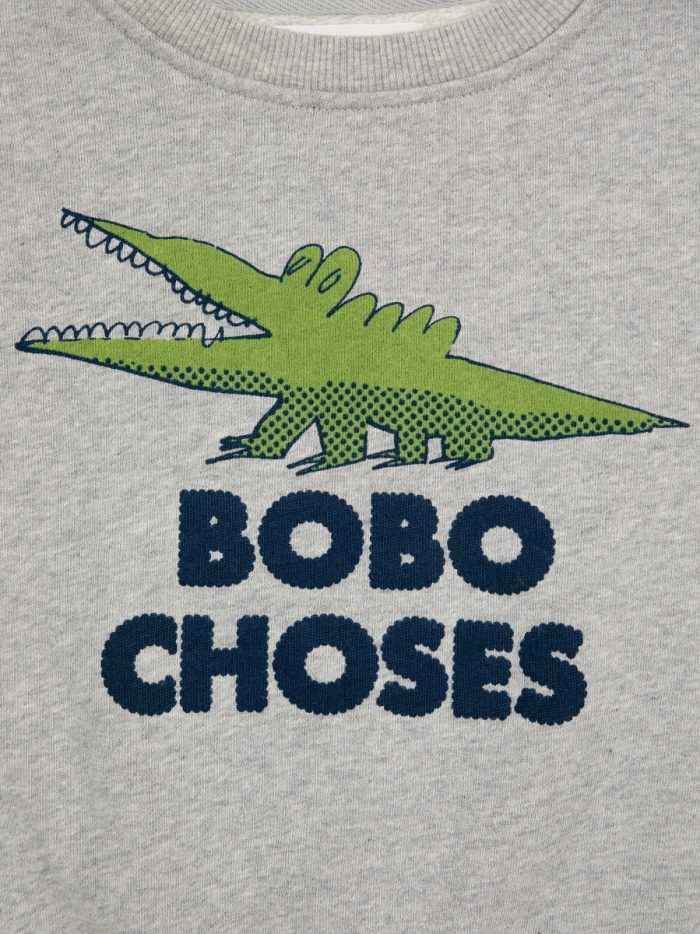 Bobo Choses - Talking Crocodile Sweatshirt - Light Heather Grey