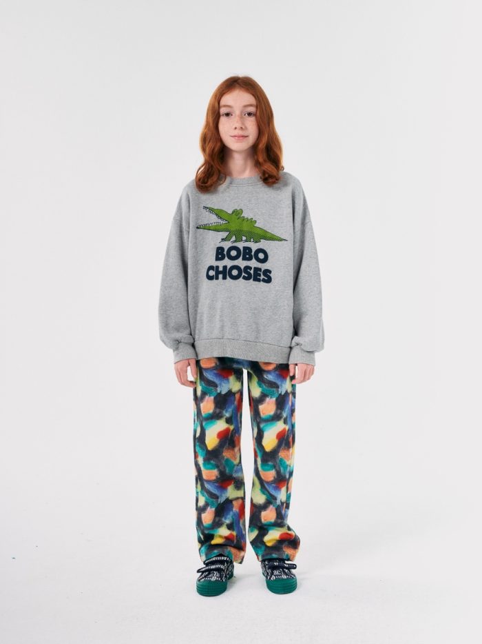 Bobo Choses - Talking Crocodile Sweatshirt - Light Heather Grey