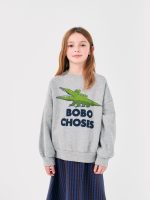 Bobo Choses - Talking Crocodile Sweatshirt - Light Heather Grey