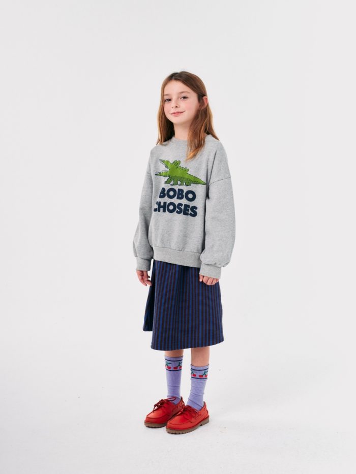 Bobo Choses - Talking Crocodile Sweatshirt - Light Heather Grey