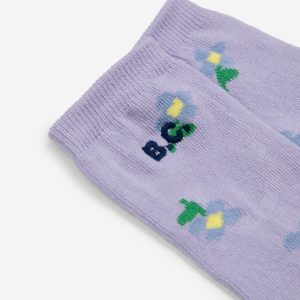 Bobo Choses - Baby Pansy Flower All Over Long Socks - Lavender