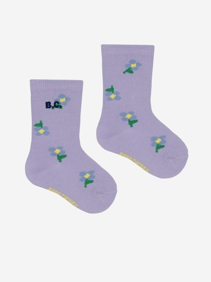 Bobo Choses - Baby Pansy Flower All Over Long Socks - Lavender