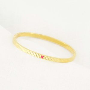 Zusss - Bangle Armband Met Hartje - Roze Rood