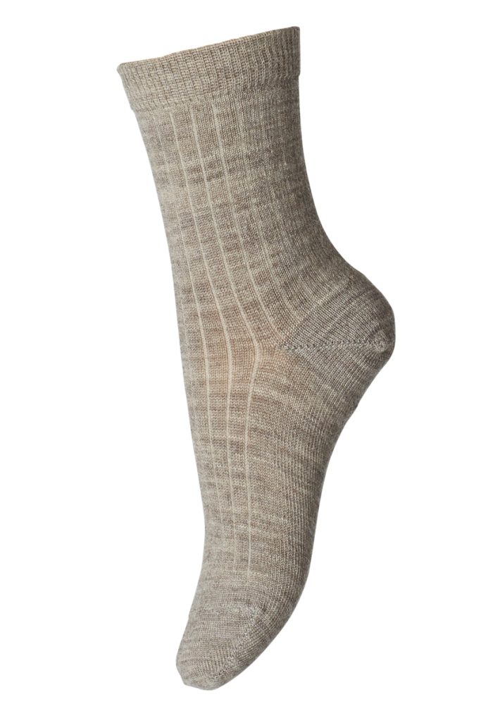 MP Denmark - Wool Rib Socks - Light Brown Melange