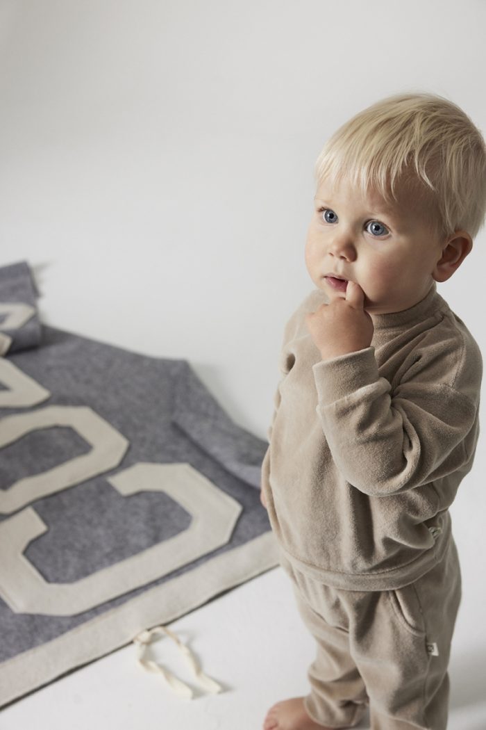 My Little Cozmo - Organic Velour Baby Sweatshirt - Stone