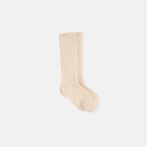 My Little Cozmo - Rib-Knit Ruffle Baby Socks - Ivory