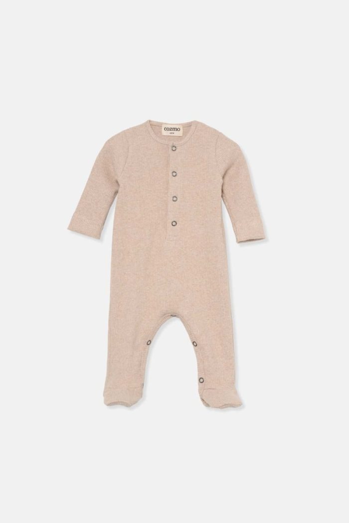 My Little Cozmo - Soft Rib Newborn Jumpsuit - Beige