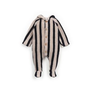 Play Up - Striped Plush Jumpsuit - Penguin