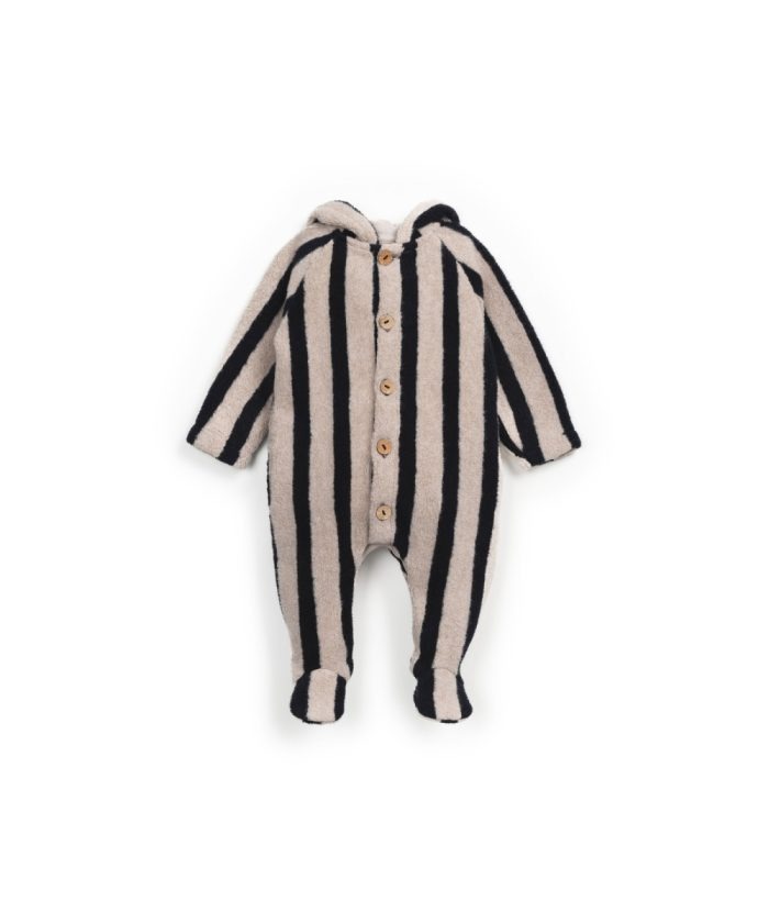 Play Up - Striped Plush Jumpsuit - Penguin