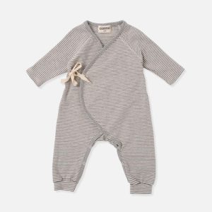 My Little Cozmo - Striped Newborn Jumpsuit - Grey