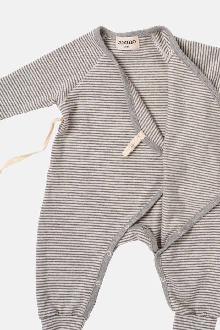 My Little Cozmo - Striped Newborn Jumpsuit - Grey