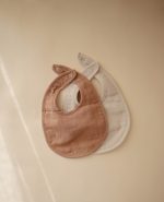 Mushie - Muslin Bibs (2pack) - Tan/Fog