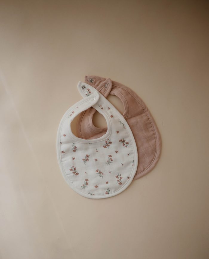 Mushie - Muslin Bibs (2pack) - Blush/Pink Floral