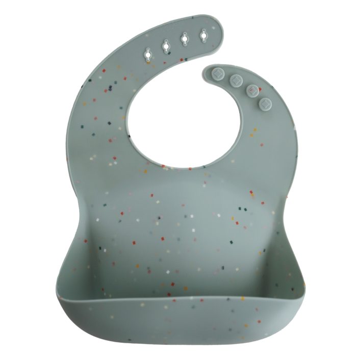 Mushie - Silicone Bib - Cambridge Blue Confetti