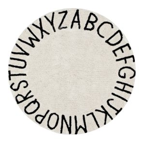 Lorena Canals - Washable Rug Round ABC Natural - Black - 150x150cm