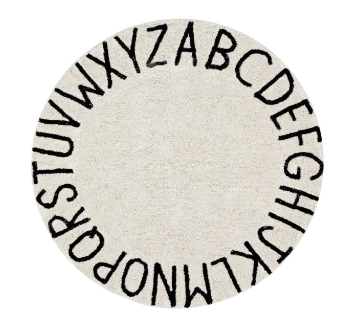 Lorena Canals - Washable Rug Round ABC Natural - Black - 150x150cm