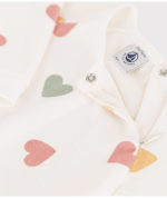 Petit Bateau - Fluwelen babypyjama met meerkleurige hartjesprint - Marshmallow/Multicolor