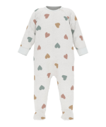 Petit Bateau - Fluwelen babypyjama met meerkleurige hartjesprint - Marshmallow/Multicolor