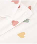 Petit Bateau - Fluwelen meisjespyjama met hart - Marshmallow/Multicolor