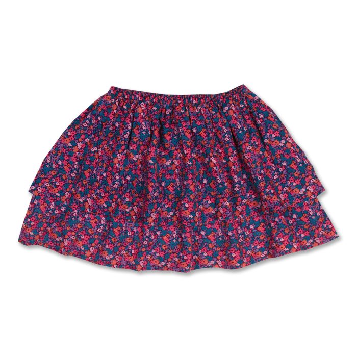 Petit Blush - Layered Mini Skirt - Blossom Plum AOP