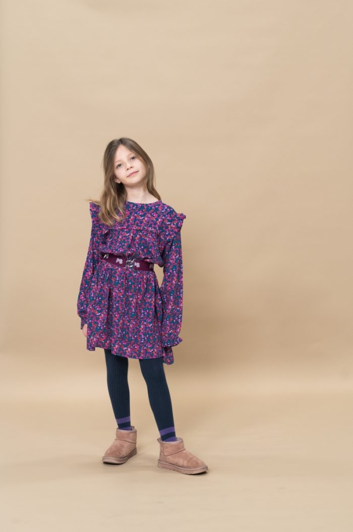 Petit Blush - Ruffle Dress - Blossom Plum AOP