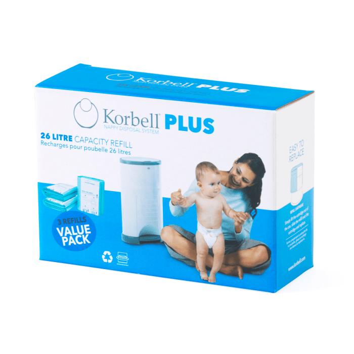 Korbell - Navulling voor PLUS luieremmer 26l - 3 Pack Refill