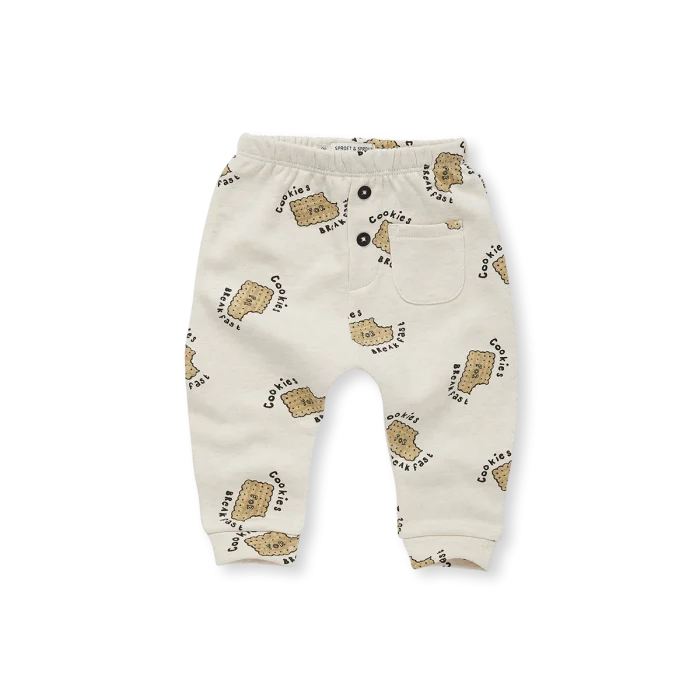 Sproet & Sprout - Baby Sweatpants Cookies Print - Ivory Melee